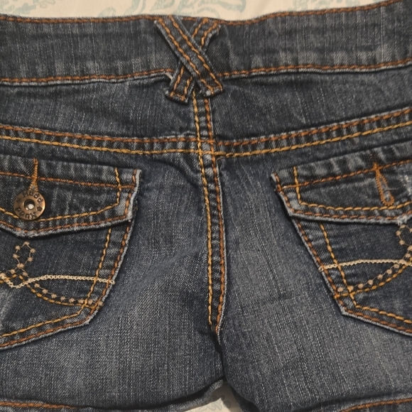 Mudd Dark Blue Jean Shorts with Embroidered Accents - Picture 3 of 3